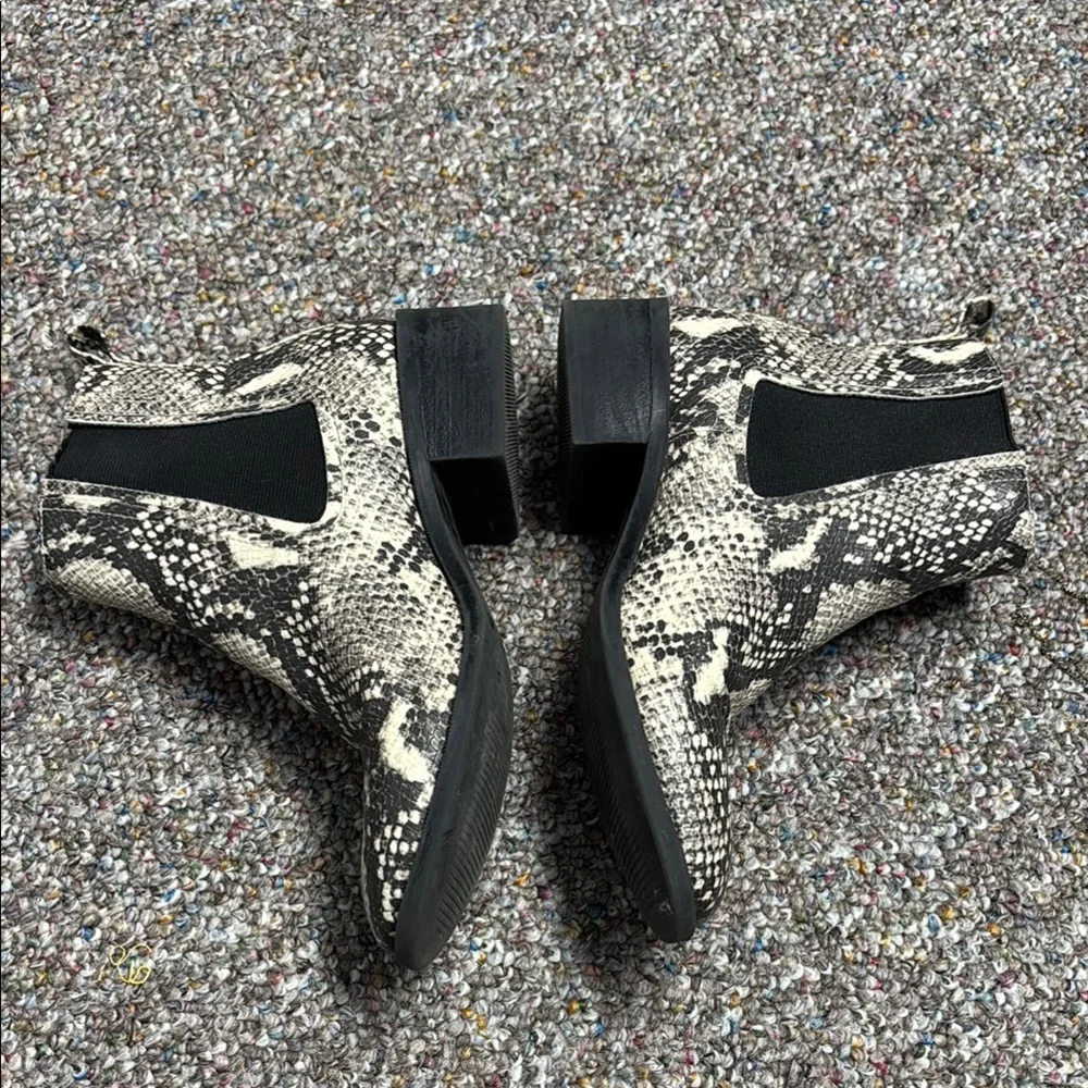 Steve Madden Devan Snakeskin Ankle Boots - Black and Grey - Picture 3 of 10